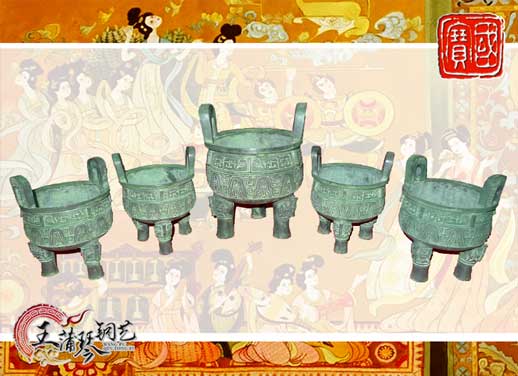 銅鼎，銅五鼎，中國鼎，佛像用鼎